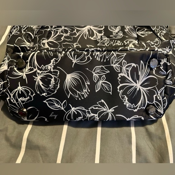 Lug Rally Tote Bag in Outline Floral Black with Micro Houndstooth Lining - Picture 8 of 9